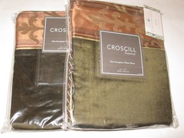 2 Croscill KENSINGTON Carrington Boston Green Velvet Euro Shams NEW - £52.75 GBP