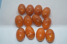 12 Lucite Plastic Beads 1960s Orange Marbled Swirl 32mm X 21mm True Vintage Find - £15.86 GBP