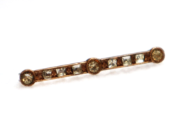 Pretty Antique Bar Pin Paste Stone C Clasp Gold Tone Edwardian Era Dress or Fur - £21.74 GBP