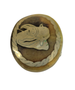 Vintage Steer Belt Buckle Horn with Inlaid Silver Western Men&#39;s Cowboy 1... - $67.63 CAD