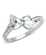 925 Sterling Silver Pear Cut Double Simulated Diamond Band Wedding Promi... - £60.88 GBP