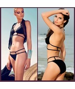 Hot Pink or Black Sexy Brazilian Strappy Design Padded Halter Bikini Swi... - £46.62 GBP