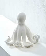 Octopus Figurine Nautical White 8.2" High Poly Stone Seaside Ocean Coastal