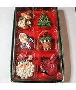 Vintage 1990s Small Resin Christmas Ornaments Set of 6 Santa, Snowman, More - €8,62 EUR