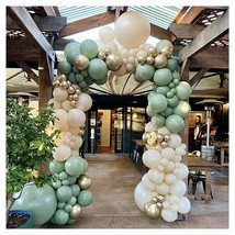 Sage Green Balloon Garland Arch Kit- Double Stuffed Sage Green Balloons Ivory Wh - £25.07 GBP
