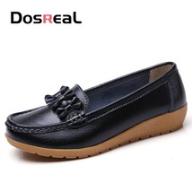 Dosreal Women Black Loafers Shoes New Leather Flats Shoes For Female Slip-on Wom - £26.56 GBP