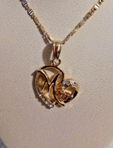 1Ct Round Cut Real Moissanite &quot;MOM&quot; Heart Beauty Pendant 14K Yellow Gold Plated - £149.93 GBP