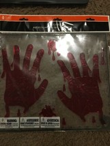 Halloween Bloody Hand Prints Gel Window Clings Decorations —389 - £13.37 GBP