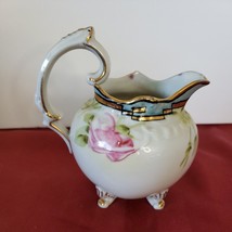 Nippon handpainted porcelain Creamer milk jug  gold gilded four shell footed - £25.15 GBP