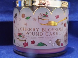 Cherry Blossom Pound Cake Bath &amp; Body Works 3 Wick Candle 14.5OZ Brand New - £18.74 GBP