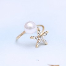 [Jewelry] Pearl and Starfish of the Sea Open Ring Size 7 for Girl/Lady/Woman - $7.99