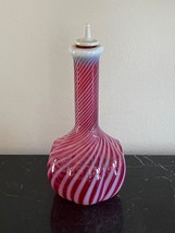 Vintage Fenton Cranberry Opalescent Swirl Glass Barber Bottle - £148.63 GBP