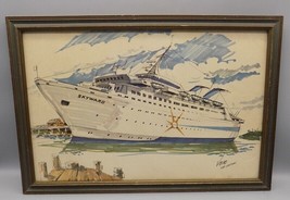 Vintage Vasco Vasgo Skyward Cruise Ship Cap Haitien Watercolor Marker Pr... - $61.06