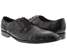 Mens Black Crocodile Dress Shoes Exotic Skin Genuine Leather Western Oxf... - £127.81 GBP