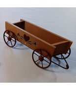 Wooden Wagon Rustic Primitive Wood Metal Folk Art Country Painted Heart ... - $290.07 MXN