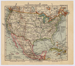 Ca 1935 Vintage Map Of United States Mexico Cuba Caribb EAN - £13.65 GBP