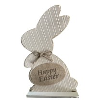 Happy Easter Bunny Rustic Table Top Distressed Decor Egg Hunt Spring Rabbit - £7.82 GBP