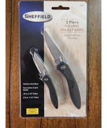 NEW Sheffield 2 Piece Folding Knife Set Fauz Carbon Coated Handles - $25.65 CAD