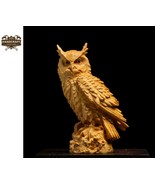 Hand-Carved Wooden Owl Statue, Rustic &#39;Owl Farm Keeper&#39; Decor, Unique Gi... - £68.60 GBP