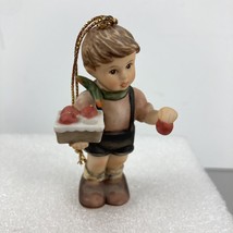 I Made Them Myself Berta Hummel Christmas Ornament Goebel 2001 Boy Candy Apples - $18.80