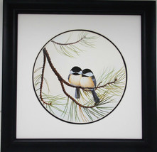 Audubon Chickadee Wildlife Oval Framed Bird Print 11 X 11 Wall Decor - £29.98 GBP