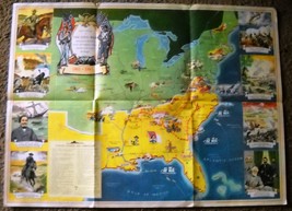 Colorful Civil War History Map (1960s) - £3.90 GBP