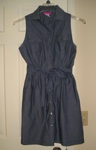 BODY CENTRAL Women&#39;s Sleeveless Chambray Navy 100% Cotton Dress Size M /... - £12.50 GBP
