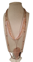 Vintage Costume Necklace Lot of 3 Rose Gold colors w/ Rose Pink Sparkle ... - £15.69 GBP