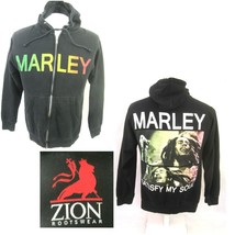 ZION Bob Marley Hoodie Sweat shirt Satisfy My Soul sz S full zip black 1... - £27.25 GBP