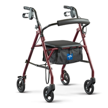 Steel Rolling Walker with 6-Inch Wheels Supports up to 350 Lbs, Medical Walker,  - £102.86 GBP