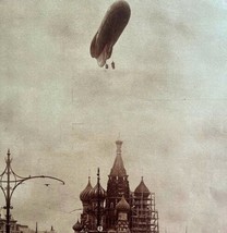 Blimp Over Red Square Soviet Union 1920s St Basil Church Russia GrnBin2 - £31.96 GBP