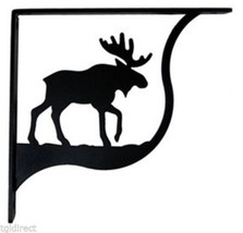 Wall Shelf Bracket Pair Of 2 Moose Pattern Wrought Iron 7.25&quot; L Crafting Accent - £37.75 GBP
