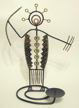 Abstract Design Tribal Warrior Metal Candle Holder Two Toned - £27.45 GBP