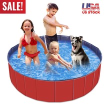 63&quot; Xxl Size Foldable Pet Dog Swimming Pool Bath Tub Kids Pools Easy To ... - $75.99