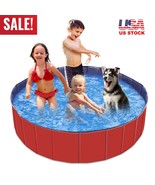 63&quot; Xxl Size Foldable Pet Dog Swimming Pool Bath Tub Kids Pools Easy To ... - £56.83 GBP