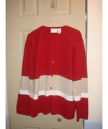 Liz Claiborne -Liz Sport- Sweater Red &amp; Tan Stripe, Size L - $9.79