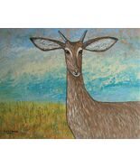 Painting Gazelle Buck Original Signed Art Wild Animal Abstract Impressio... - $52.91