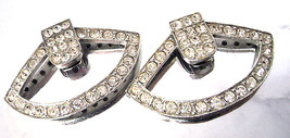 Art Deco Dress Shoe Clips Crystal Rhinestone Rhodium Plated Signed RONCI 1930&#39;s - £22.05 GBP