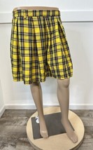 Hot Topic Skirt Womens 1 (XL) Yellow Plaid Pleated Short Clueless Punk Academia - £19.97 GBP