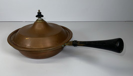 VTG Mid-Century 10 inch Copper Pot with Lid and wood handle - £59.56 GBP