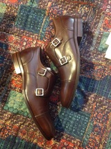 Cole Haan Men&#39;s Dark Brown Leather Double Monk Strap Dress Shoes - 11.5M... - £175.85 GBP