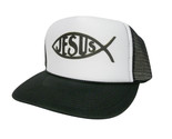 Jesus Fish Trucker Hat mesh hat snapback hat black New adjustable - $17.59