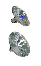 Vtg Lot of 2 Ricki Lang Silver tone Metal Crystal Diamond Shape 1/2&quot; buttons - £7.85 GBP