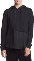 HUE Womens Activewear Layered Look Shirttail Hoodie Size X-Large Color Black - £29.22 GBP