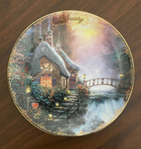 Thomas Kinkade&#39;s Simpler Times Decorative Plate February Sweetheart Cottage II - £7.72 GBP