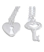 Heart Shaped Lock and Key Charm Friendship Necklaces for Best Friends - £23.54 GBP