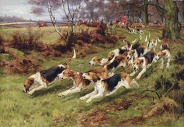 Framed canvas art print giclée gone away rufford hounds breaking cover Sherwood - £31.84 GBP+