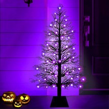 [Timer &amp; 70 Led] 4 Ft Halloween Tree Indoor Outdoor Decorations Halloween Black  - £50.12 GBP