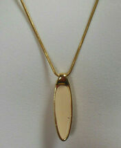 Signed Worthington Cream enamel pendant Chain Necklace - $13.85