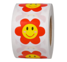 Red Flower Smiley Sticker 20pcs, Yellow Smile Self-adhesive Stickers - £2.51 GBP